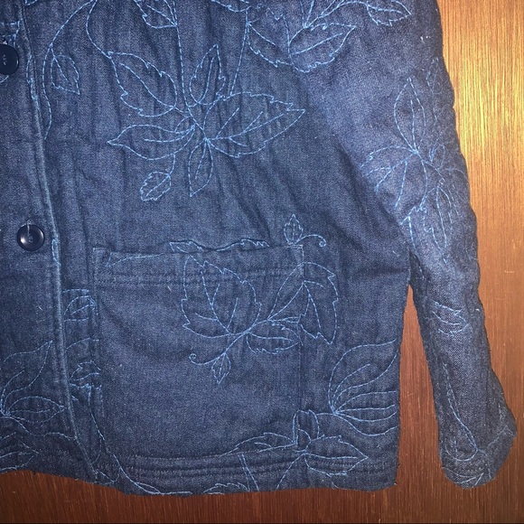 Women’s M BLAIR Dark Denim Quilted Jacket Polyester Filled Button Up EXC TRENDY - Picture 8 of 9